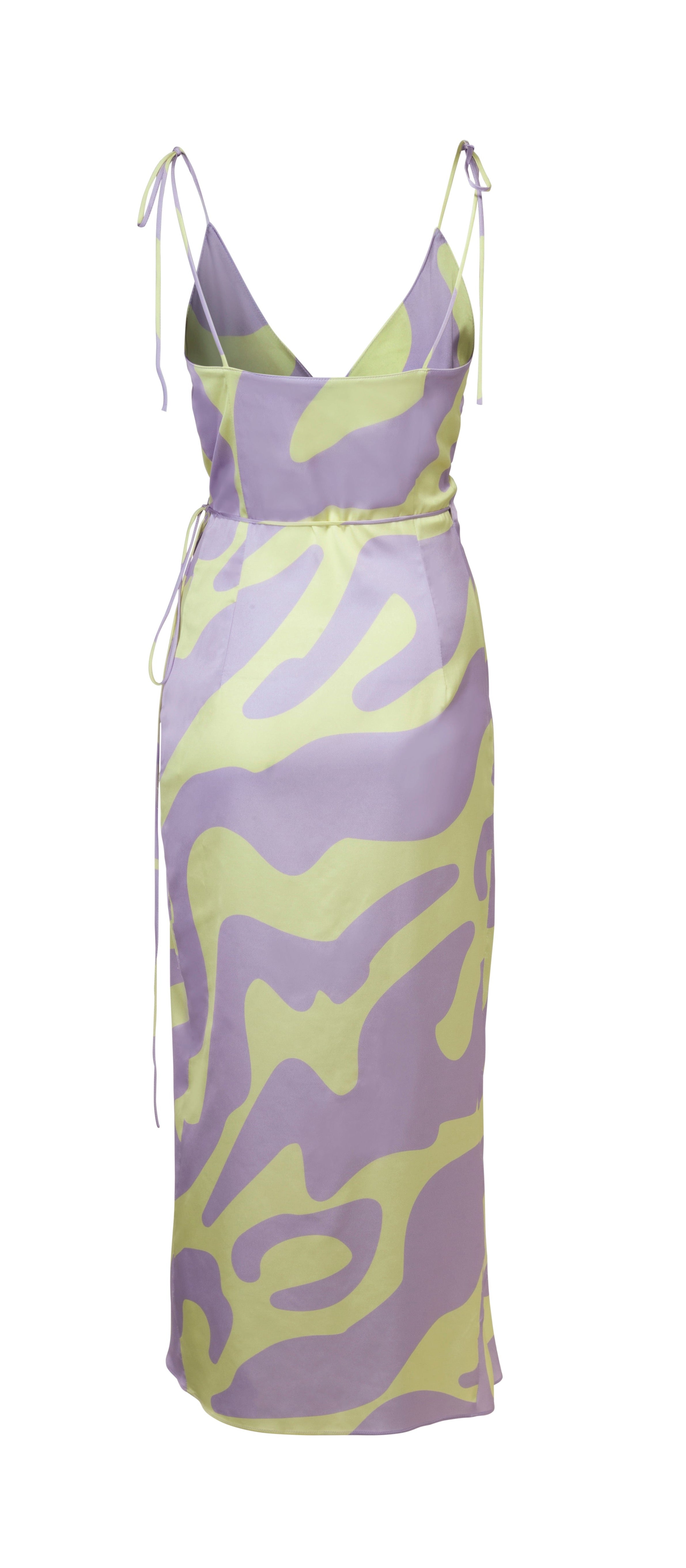 Lisa Silk Dress - Purple & Yellow Printed Zebra