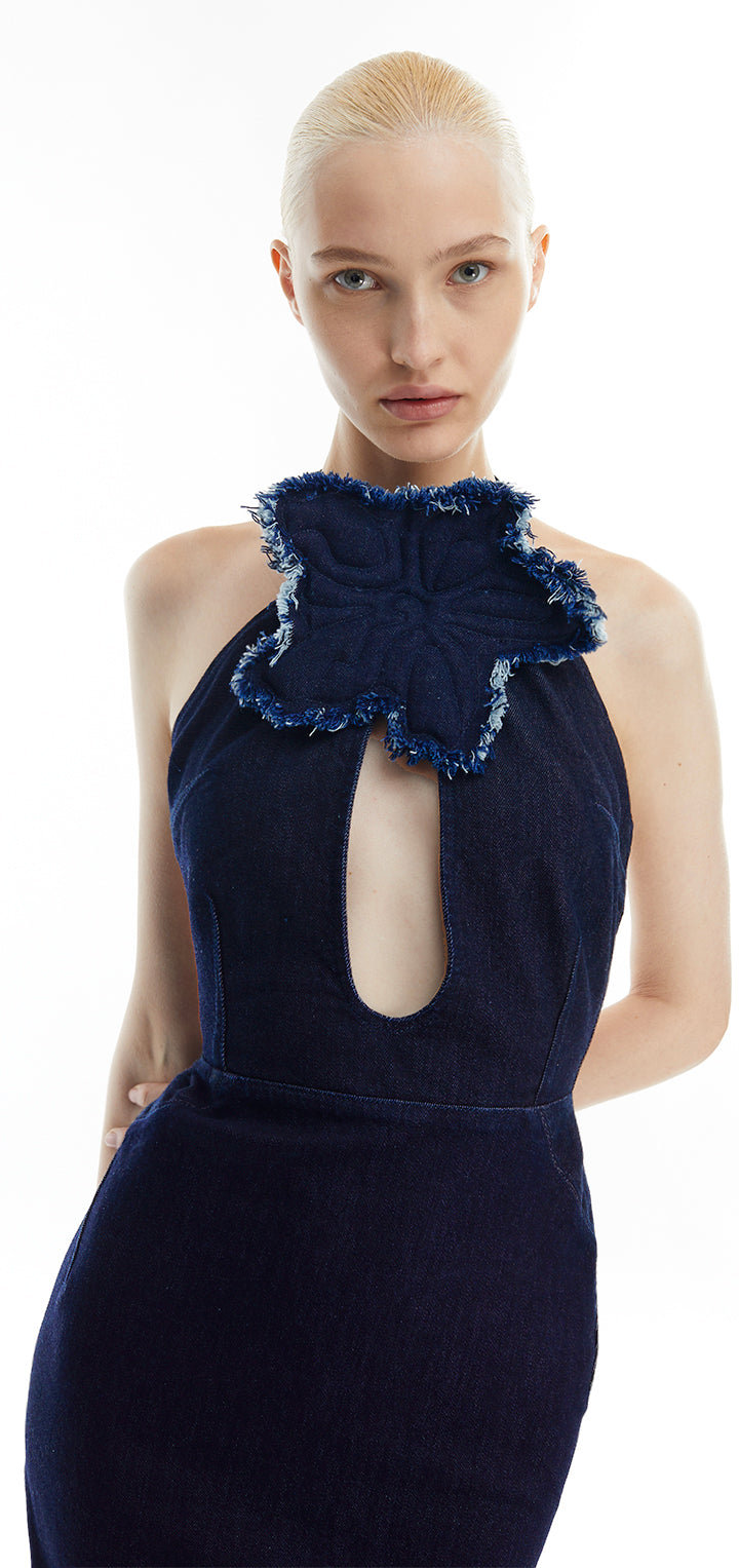 Olivia Denim Midi Dress- Dark Denim S