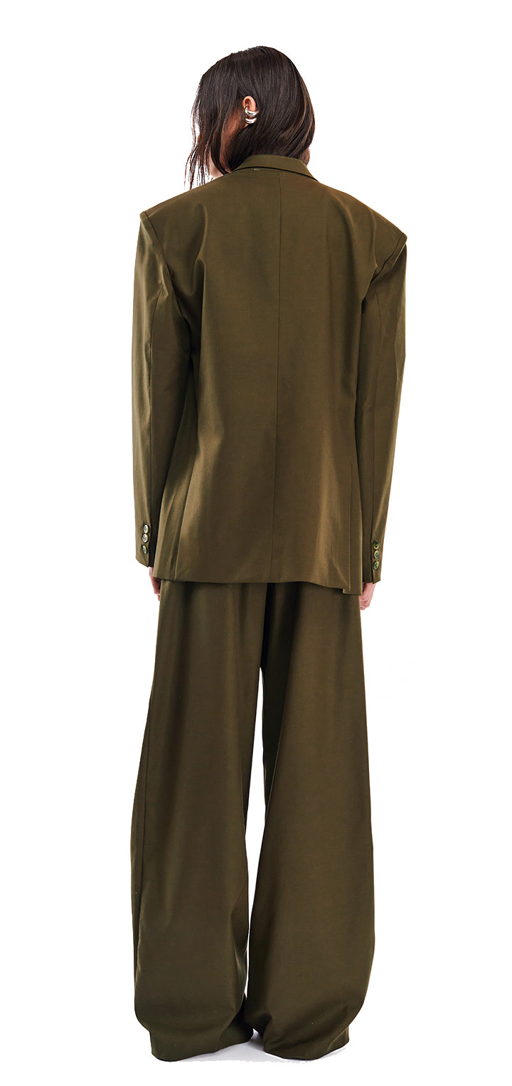 Hedi mid waist tailored pants - Olive green