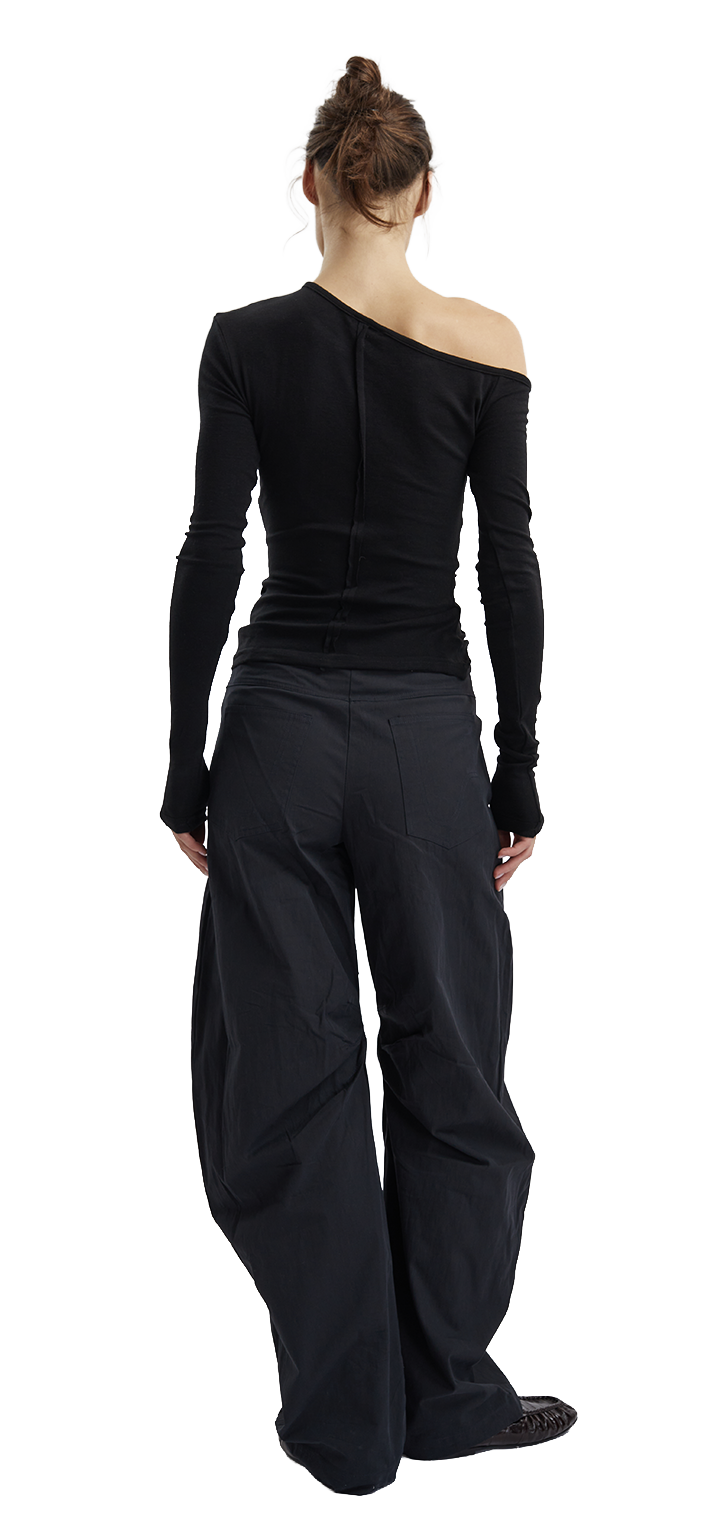Papper long sleeved off shoulder tshirt - Black