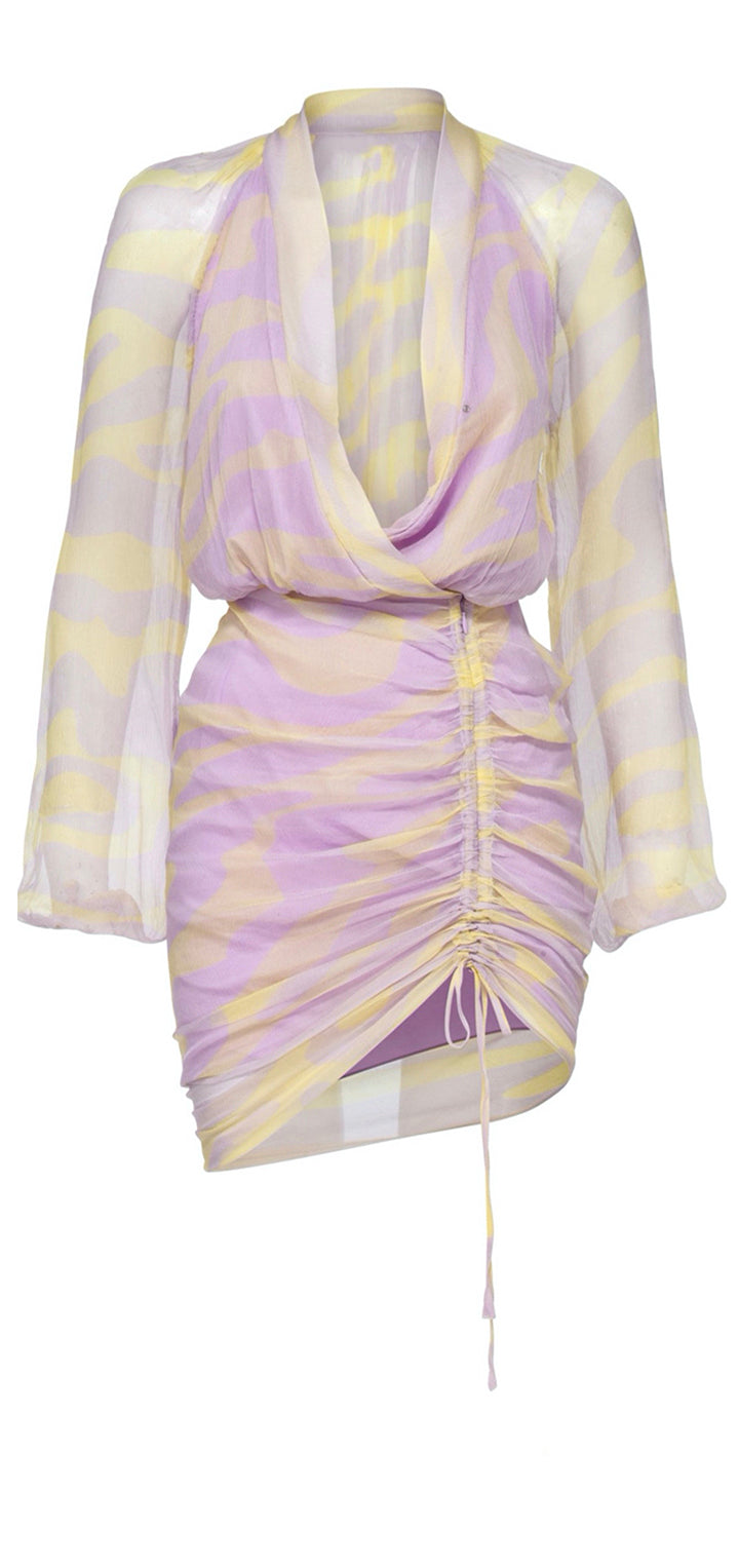 purple yellow dress Vera Silk Dress