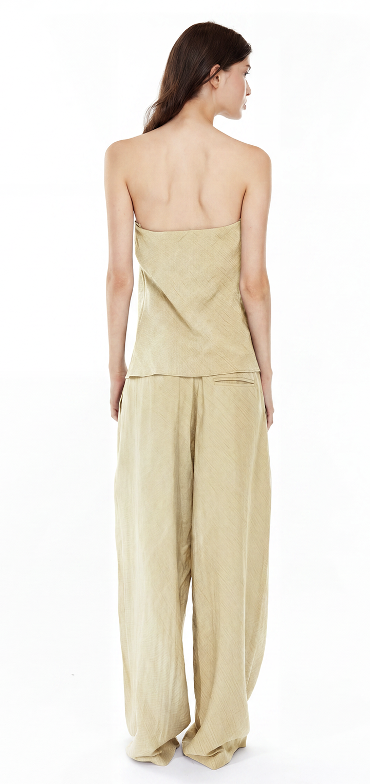 Hedi mid waist tailored linen pants - Yellow