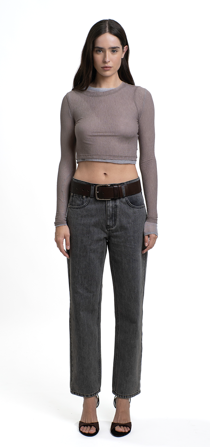 Moa high waist straight leg denim - Gray