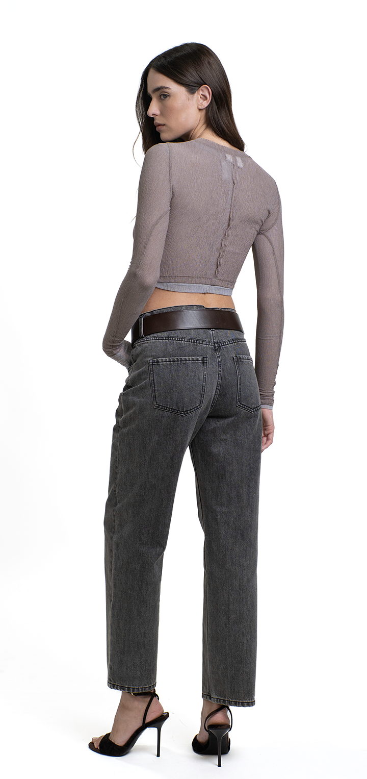 Moa high waist straight leg denim - Gray