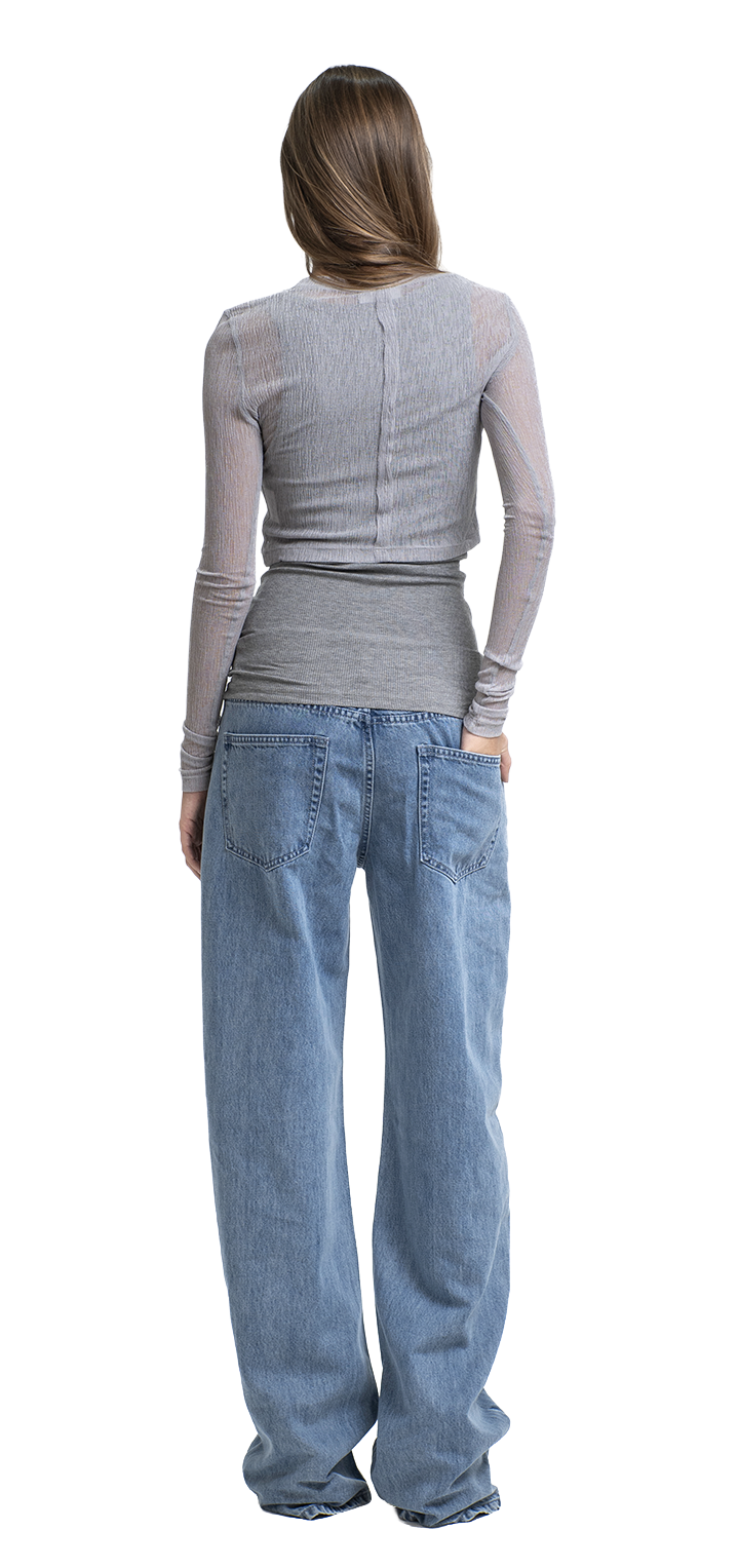 Moa mid waist soft wide leg denim - Light denim