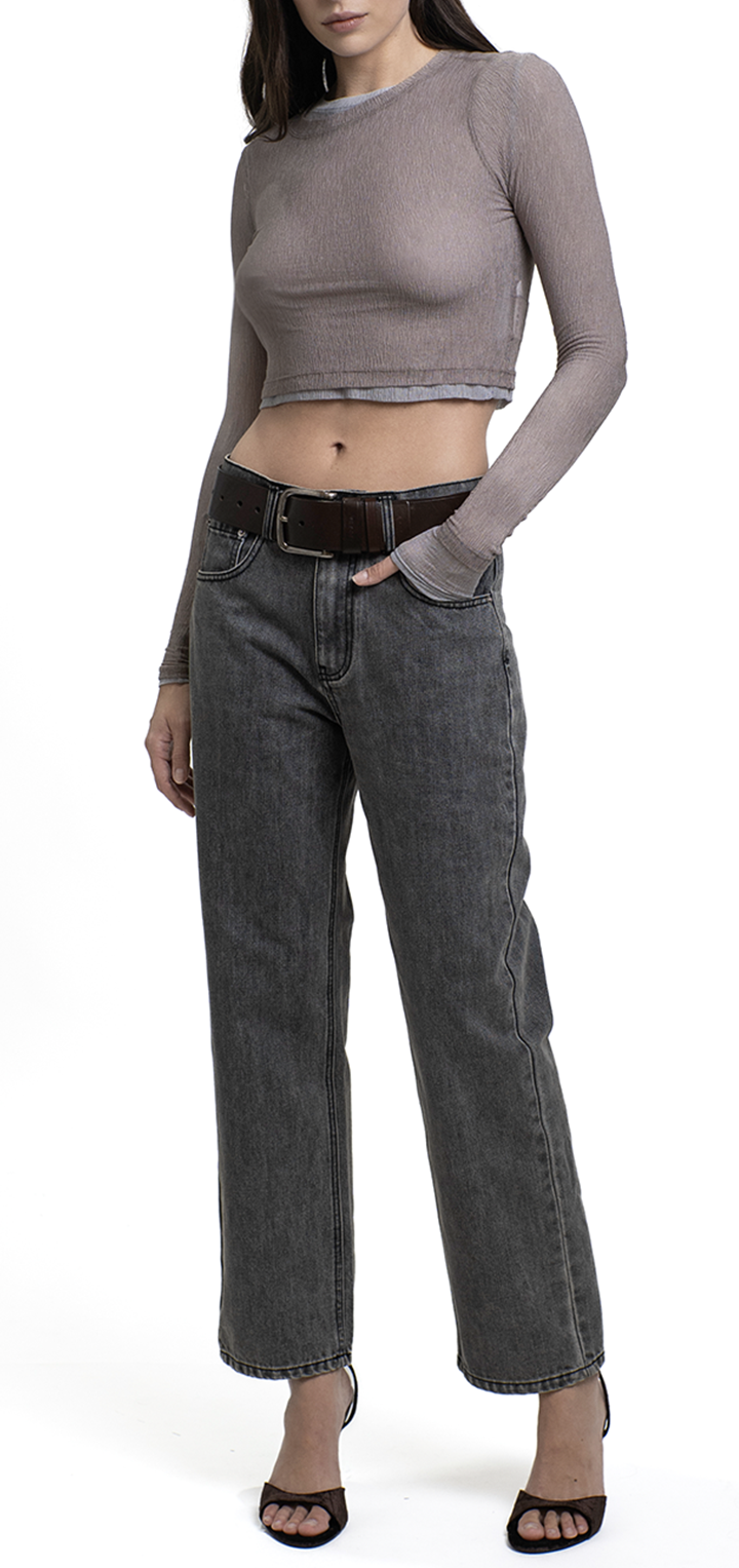 Moa high waist straight leg denim - Gray