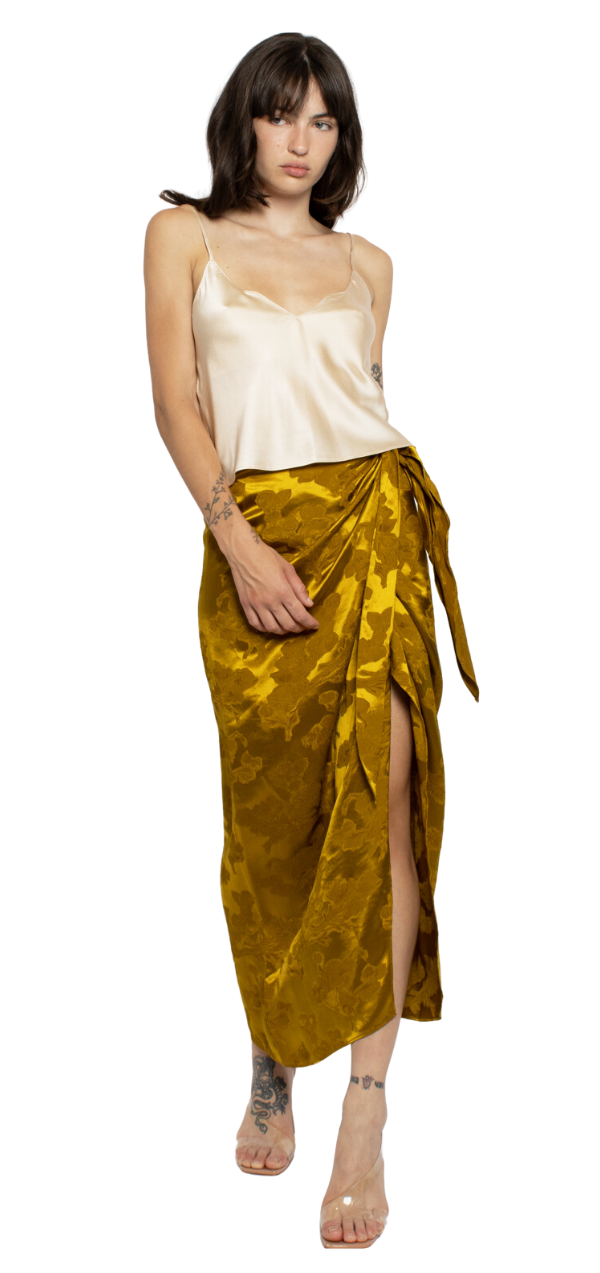 Adriana Midi Skirt - Gold Jacquard