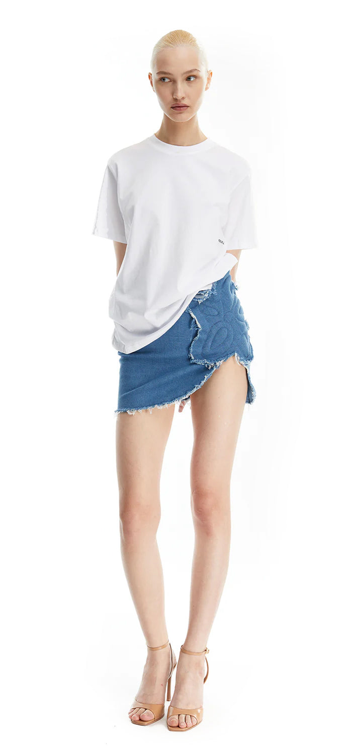 Carla flower Mini Skirt - Light Denim