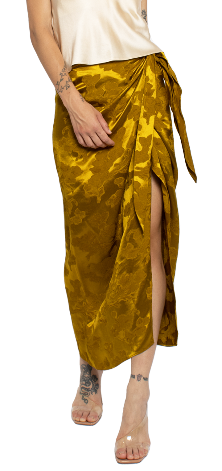 Adriana Midi Skirt - Gold Jacquard