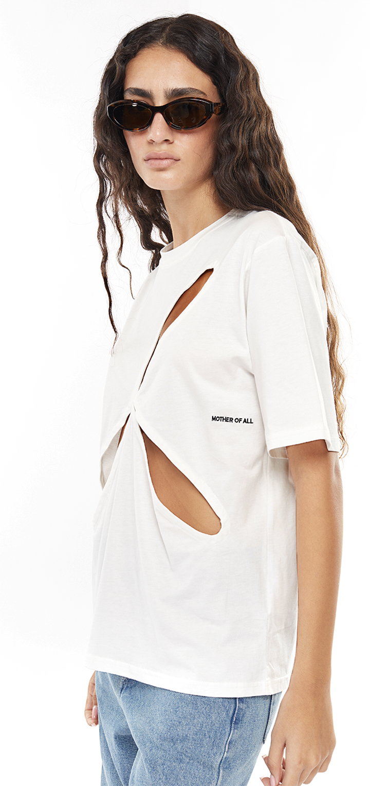 Ariel cotton cut out t shirt - White