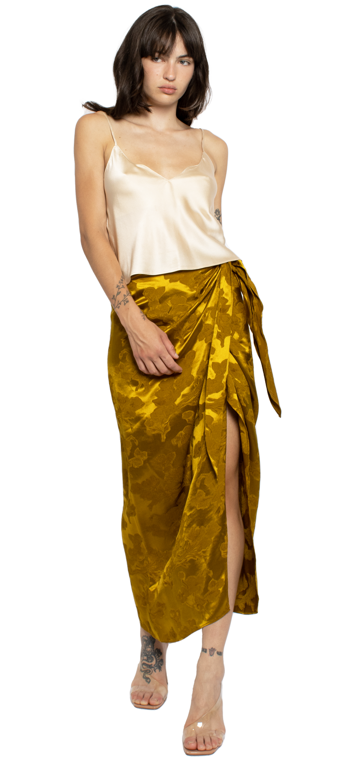 Adriana Midi Skirt - Gold Jacquard