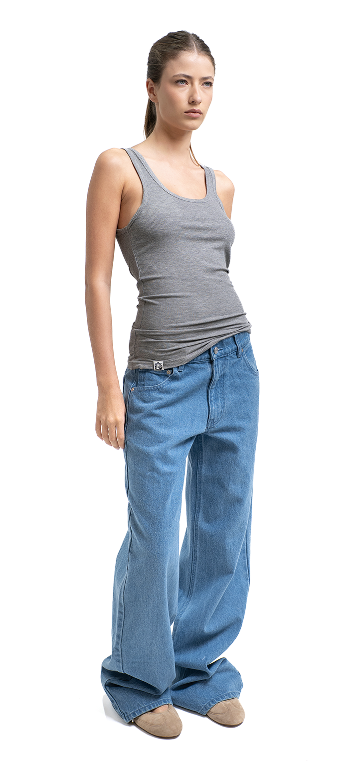 Moa mid waist wide leg denim - Light denim
