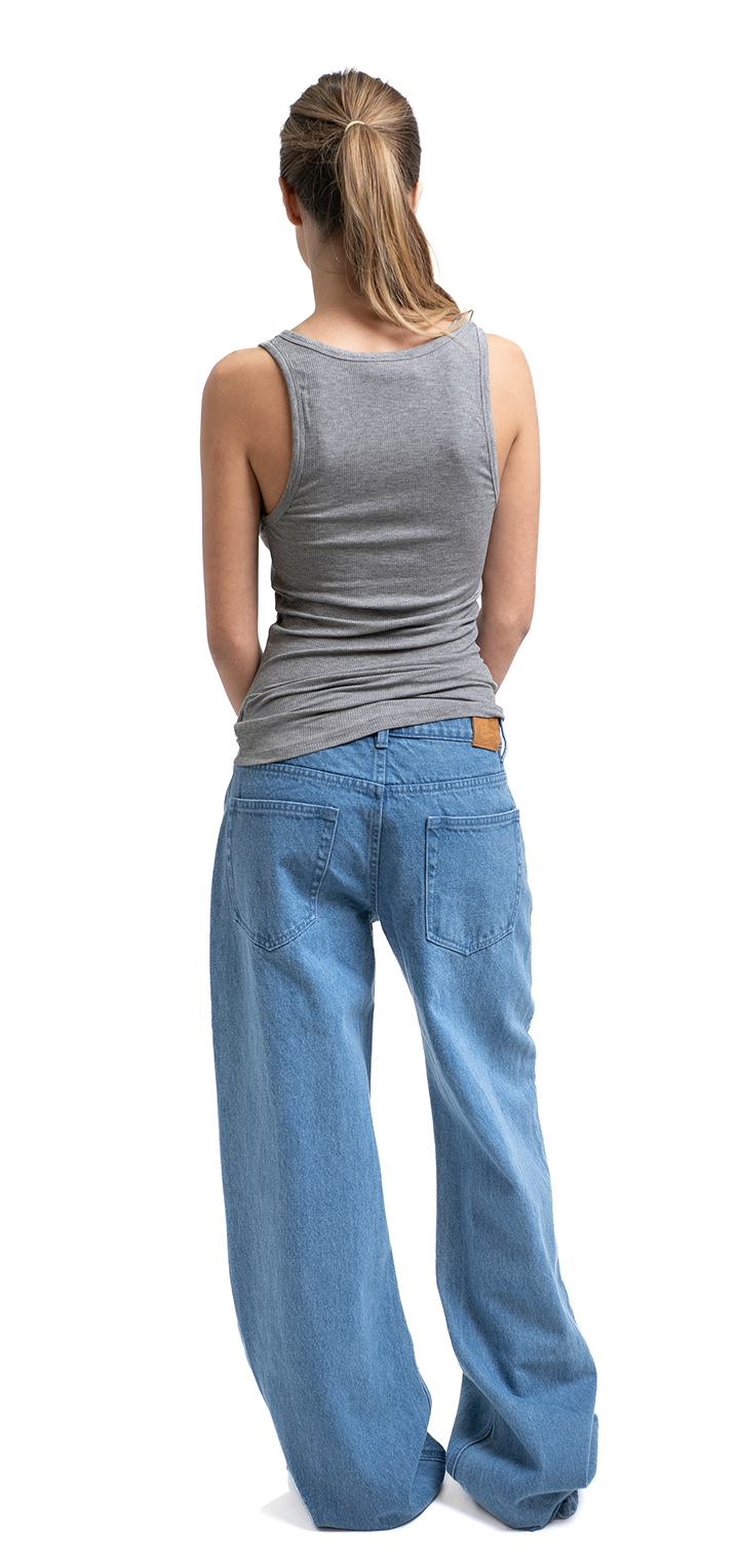 Moa mid waist wide leg denim - Light denim