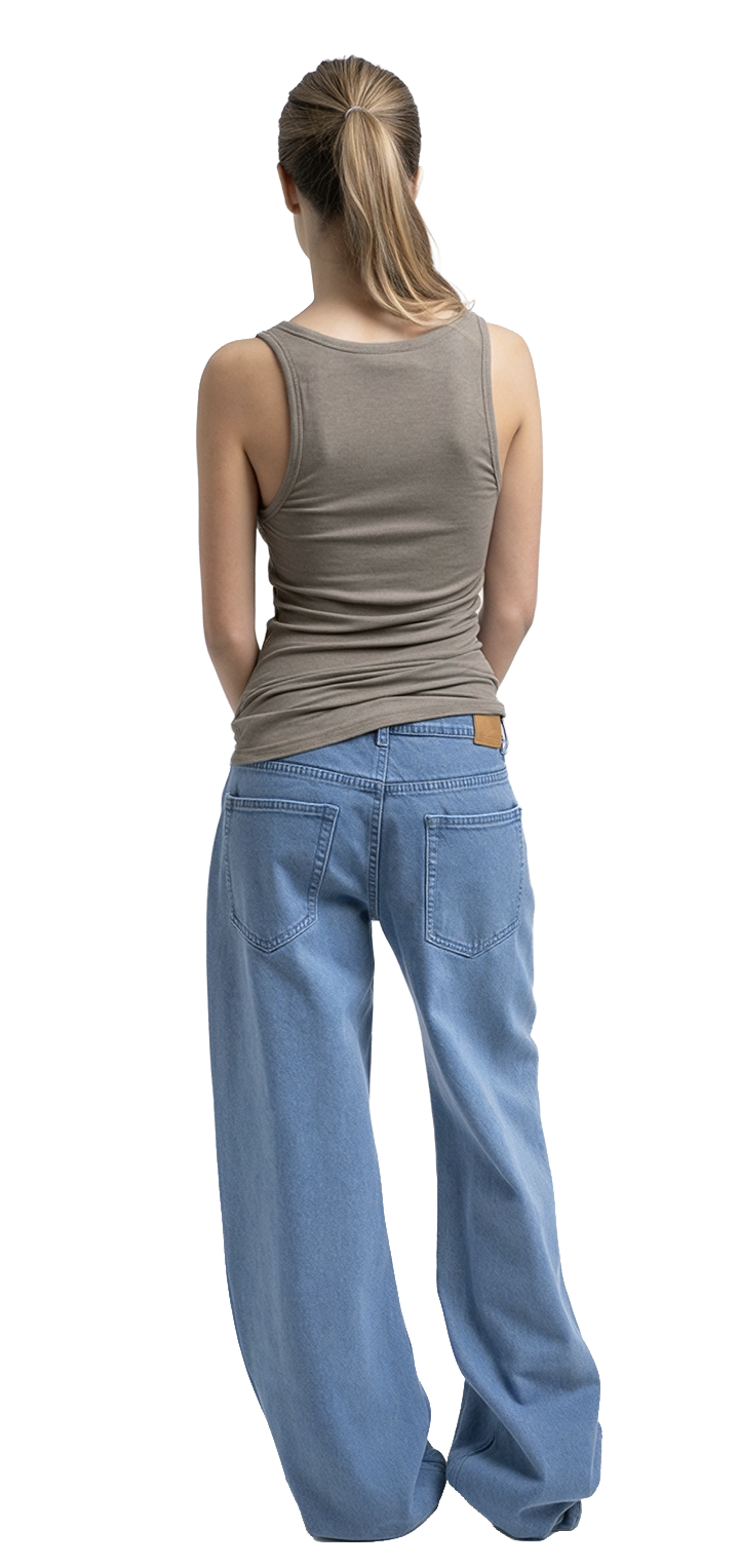 Light ribbed viscose tank top - Green