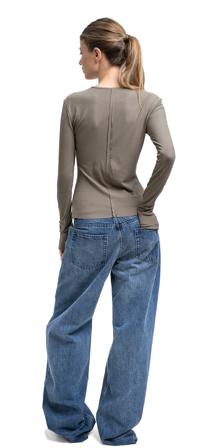 Moa mid waist wide leg denim - Dark denim