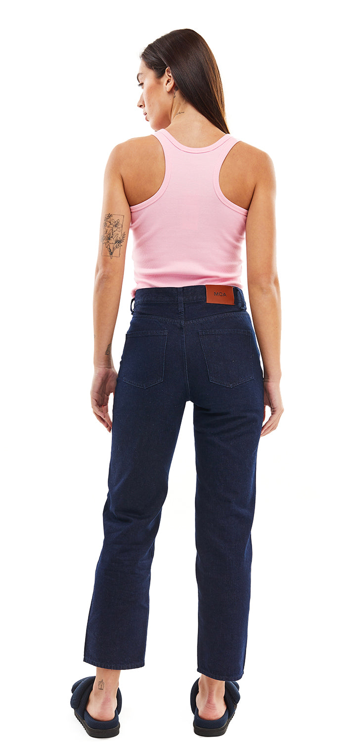 Moa High waist straight leg denim- Dark Denim