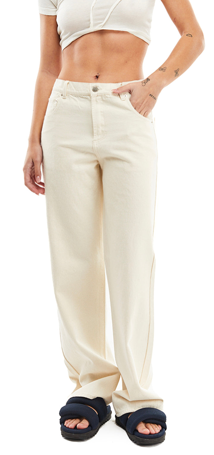 Moa high waist wide leg jeans- Beige Denim