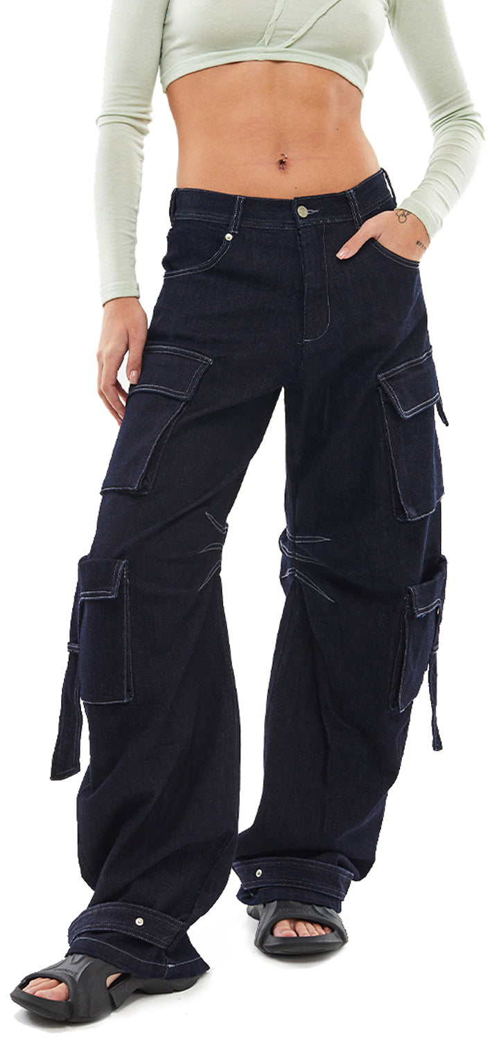 Rae Cargo Pants - Dark Denim