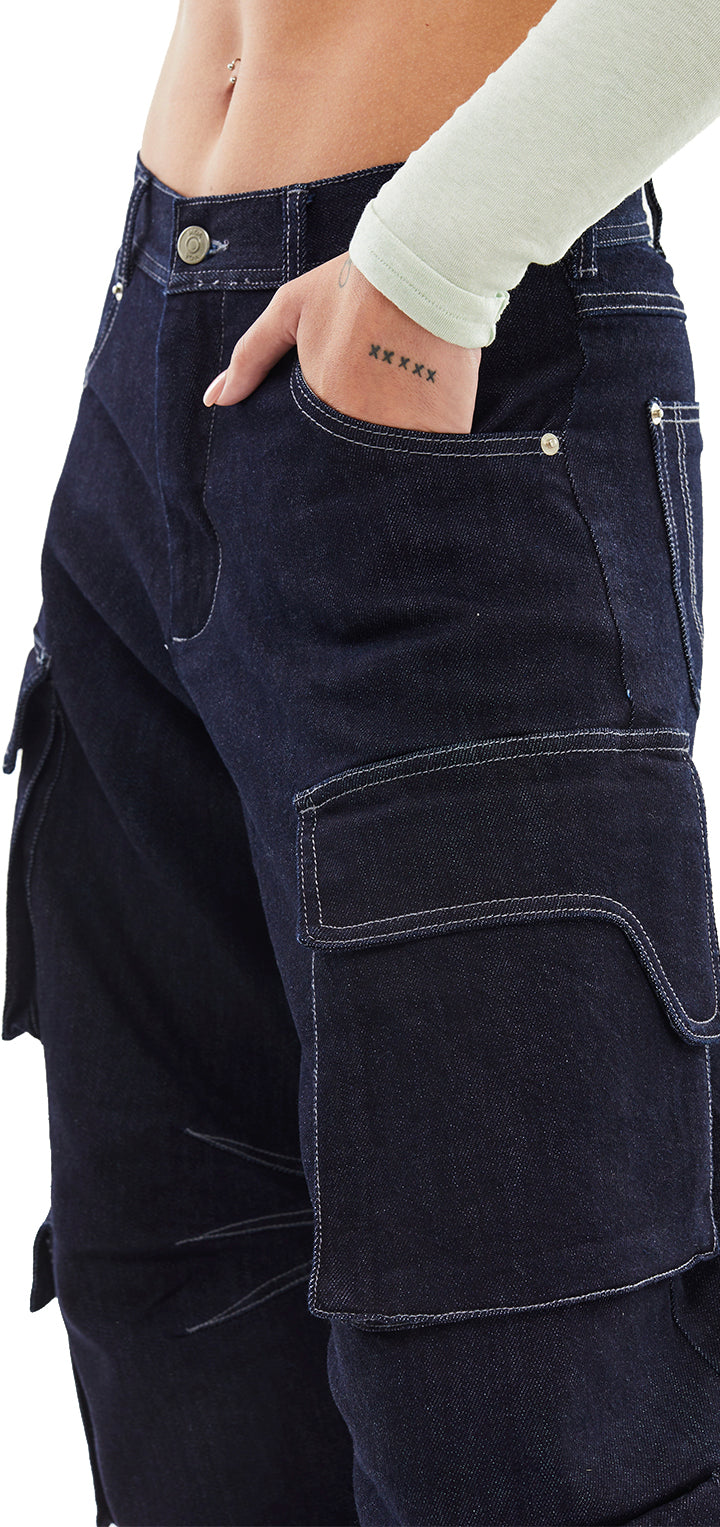 Rae Cargo Pants - Dark Denim