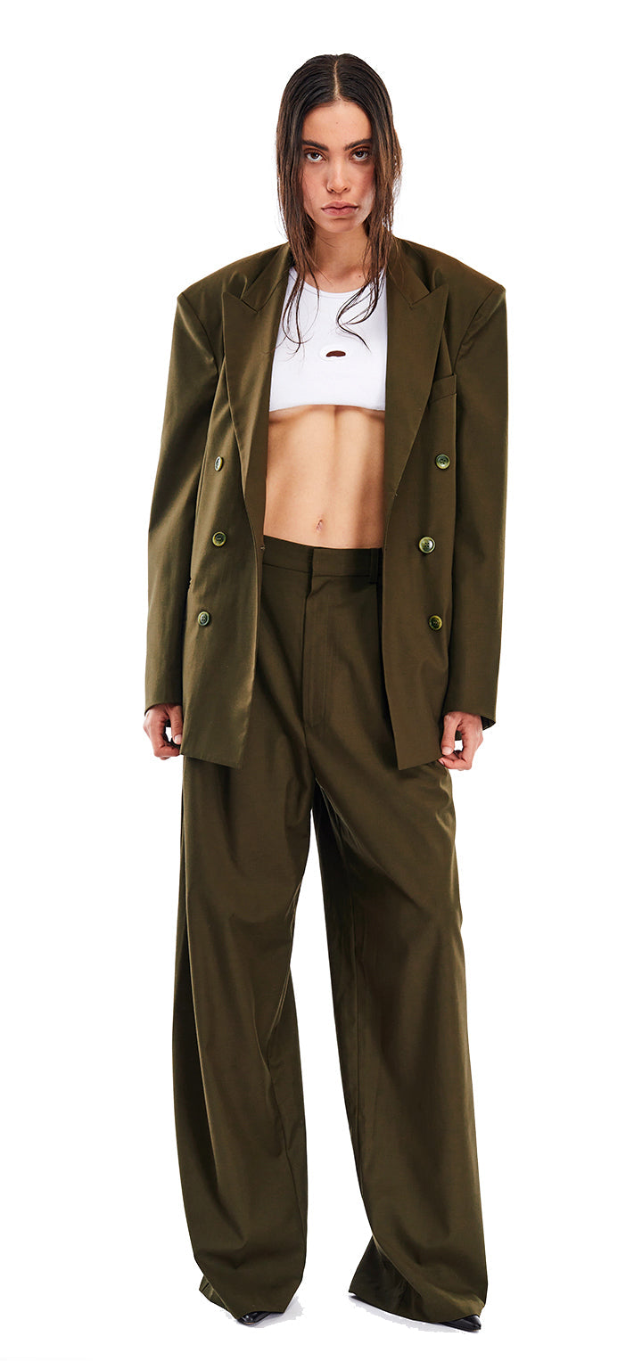Hedi mid waist tailored pants - Olive green