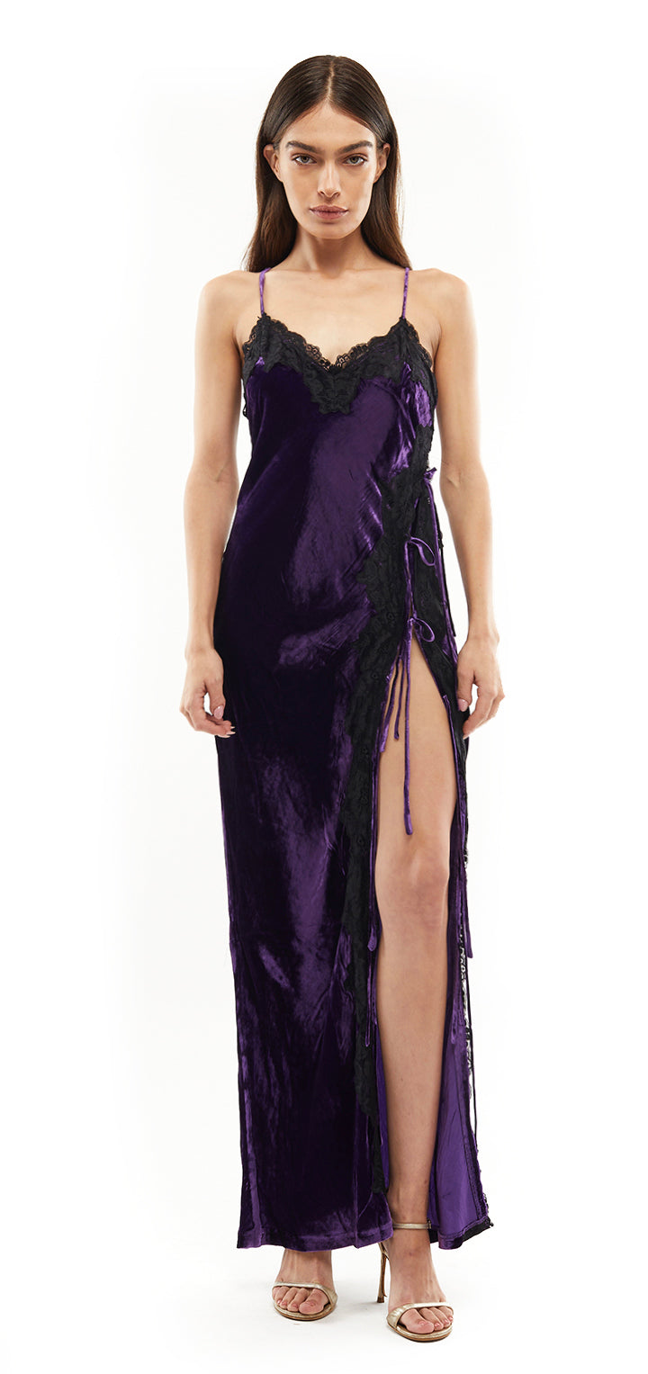 Mabel Velvet Dress - Purple