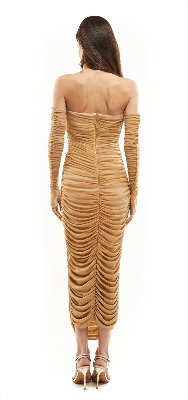 Eleanora Dress with Gloves - Golden Nude