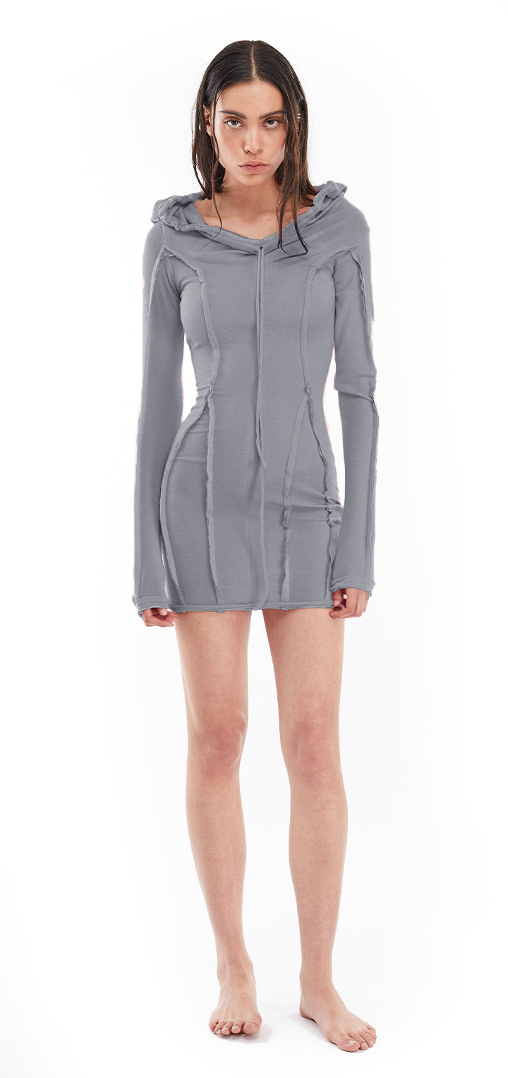 Papper hoodie mini dess - Gray