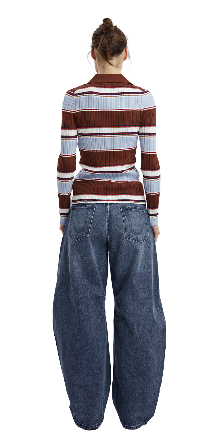 STRIPED KNITTED CARDIGAN - Brown colorful stripes