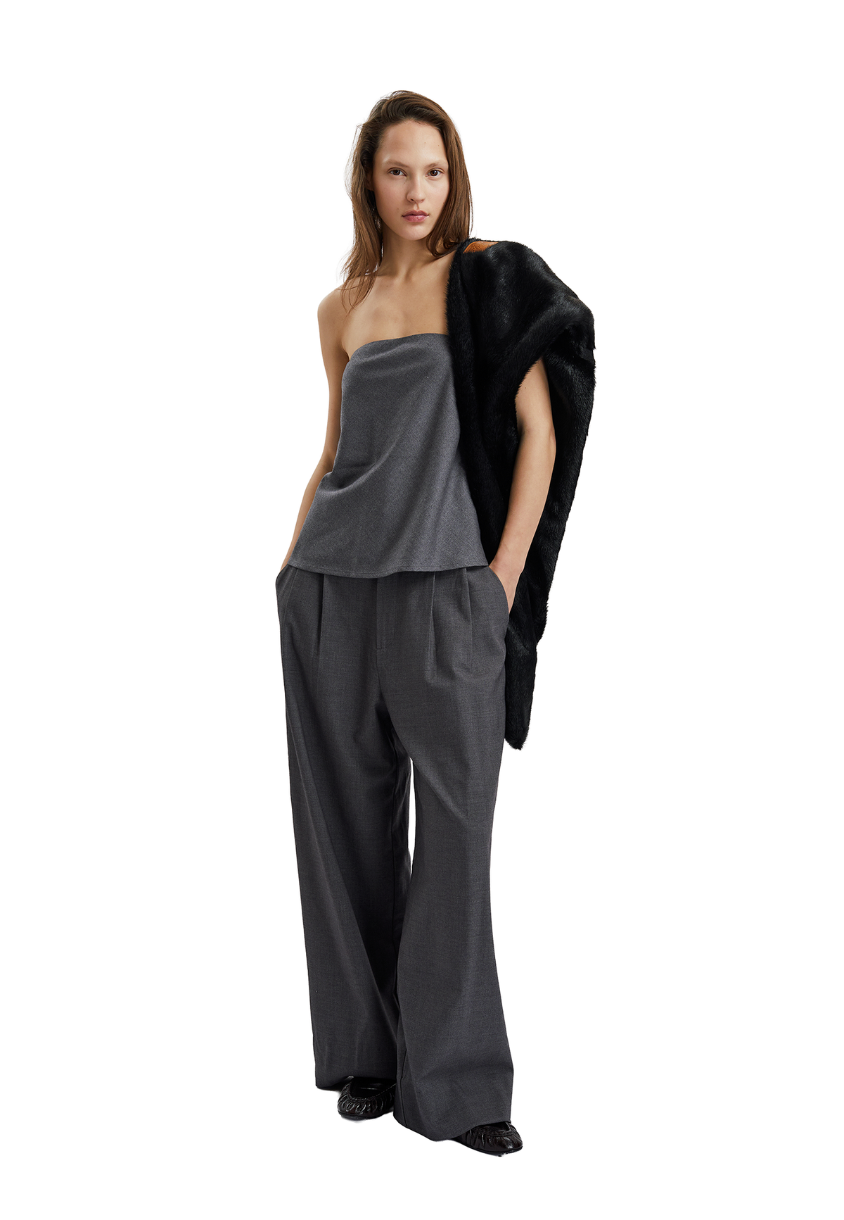 Sana strapless top- Dark Grey