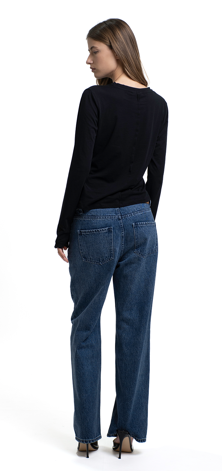 Moa mid waist straight leg denim jeans - Dark denim